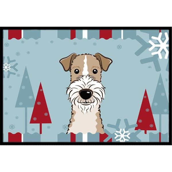 Jensendistributionservices Winter Holiday Wire Haired Fox Terrier Indoor & Outdoor Mat, 24 x 36 in. MI2556710 - main